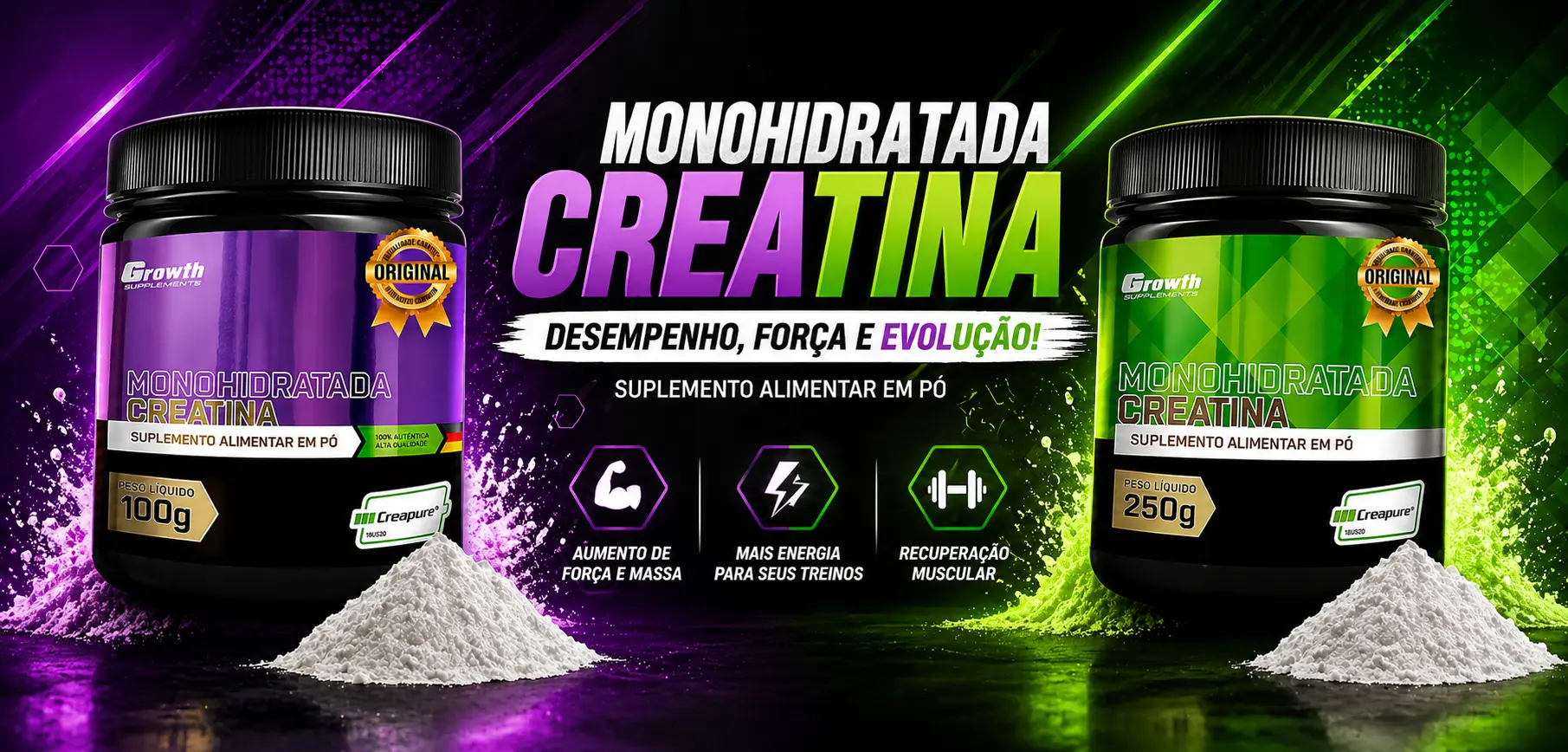 Creatina Growth Vale a Pena? Descubra se é Creapure, Monohidratada ou Realmente 100% Pura