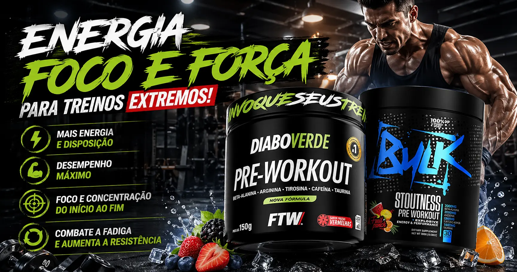 Pré-Treino: Diabo Verde FTW Que Está Levando a Energia ao LimiteVocê já se sentiu exausto antes de começar seu treino, desejando um impulso extra para conseguir dar o seu melhor? O pré-treino pode ser a solução que você procura! No cenário atual, onde o tempo é escasso e a energia muitas vezes falta, é essencial encontrar produtos que possam potencializar seu desempenho físico. É aqui que entra o FTW Pré-Treino Diabo Verde em Pó.
