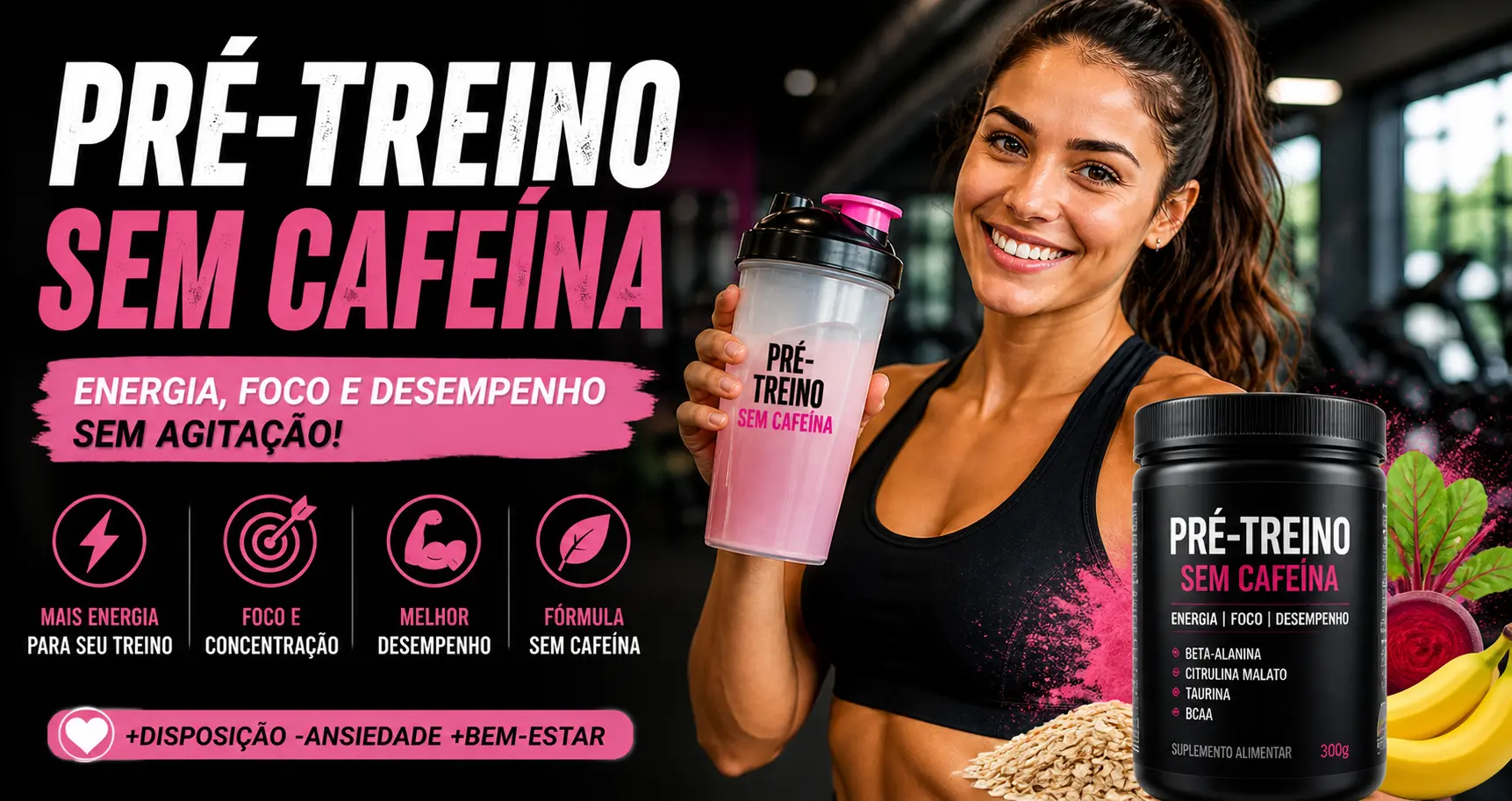 Tudo o que você precisa saber sobre pré-treino sem cafeína para mulher, como ele age no corpo, quais são os ingredientes mais eficazes e quando vale a pena usar. Simples, direto e sem enrolação.